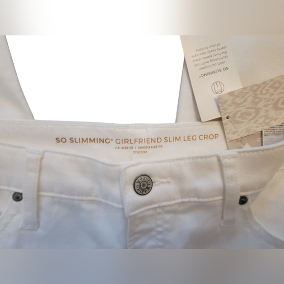 Chico So Slimming Girlfriend Slim Leg Crop White 4R Demure Classic Office Work - Picture 4 of 4